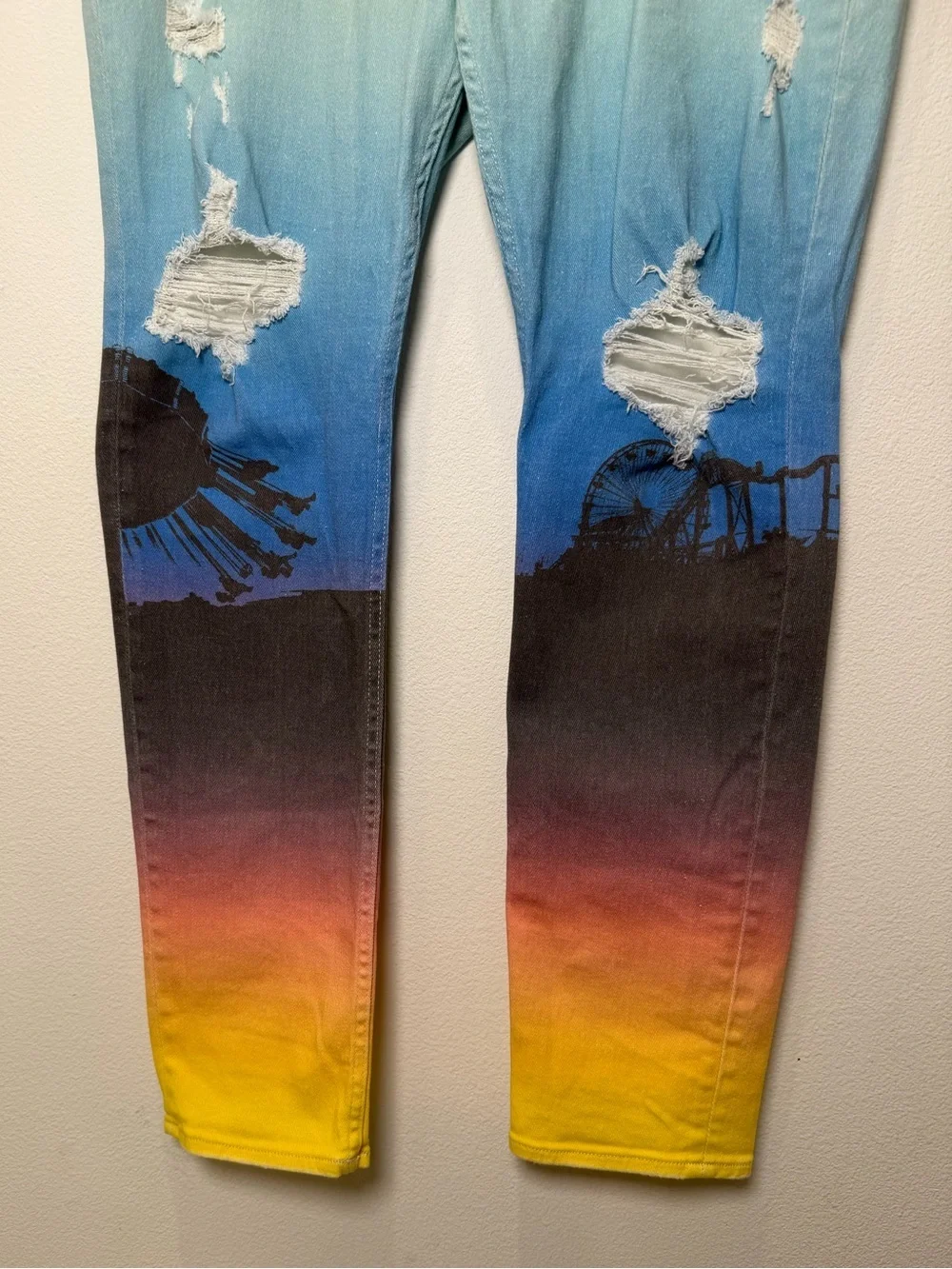 True Religion Sunset Fade Distressed Skinny Jeans Y2K Streetwear 40W